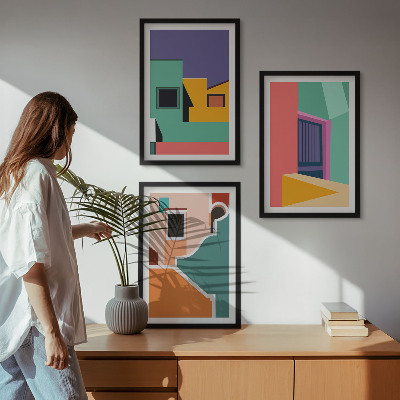Set di quadri incorniciati Illustrazioni colorate della città