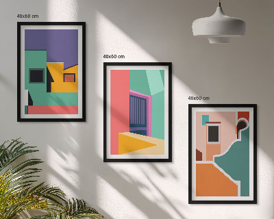 Set di quadri incorniciati Illustrazioni colorate della città