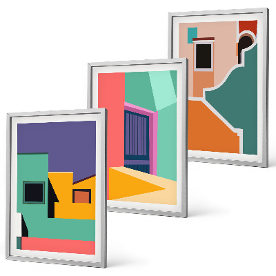 Set di quadri incorniciati Illustrazioni colorate della città