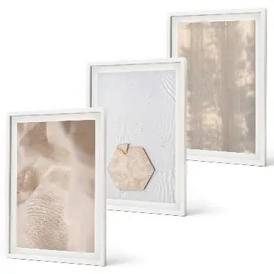 Set di 3 quadri con texture delicate in stile boho-chic