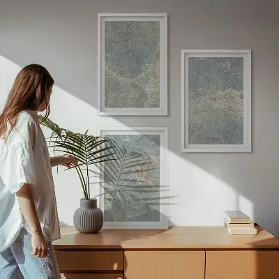 Pietra decorativa in marmo verde set di 3 quadri