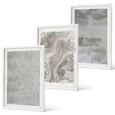 Set di 3 quadri con modelli astratti industriali