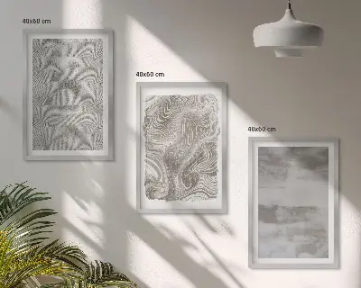 Set di 3 quadri con modelli astratti industriali