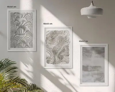 Set di 3 quadri con modelli astratti industriali