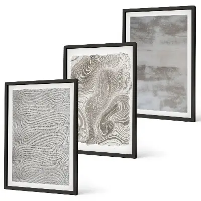 Set di 3 quadri con modelli astratti industriali
