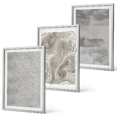 Set di 3 quadri con modelli astratti industriali