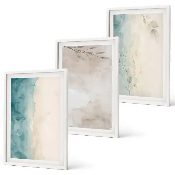 Set di 3 quadri con texture delicate ad acquerello