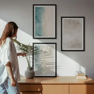 Set di 3 quadri con texture delicate ad acquerello