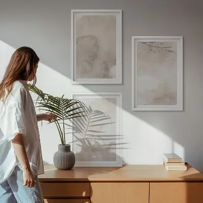 Set di quadri incorniciati con stampa di colori ad acquerello in stile boho