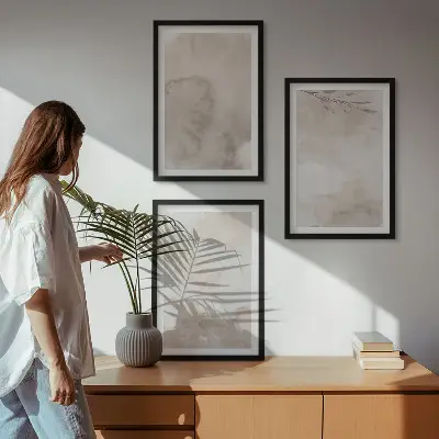 Set di quadri incorniciati con stampa di colori ad acquerello in stile boho
