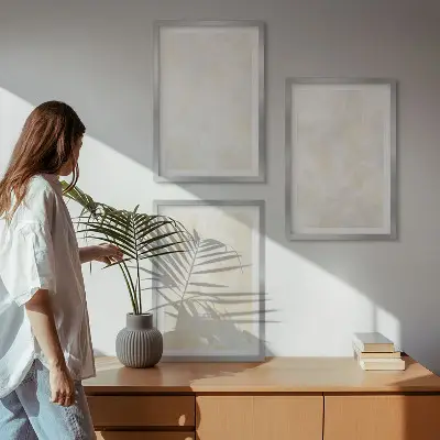Set di 3 quadri con design pittorico dalla texture brillante