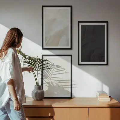 Composizione di quadri con motivi di strutture, ombra e minimalismo