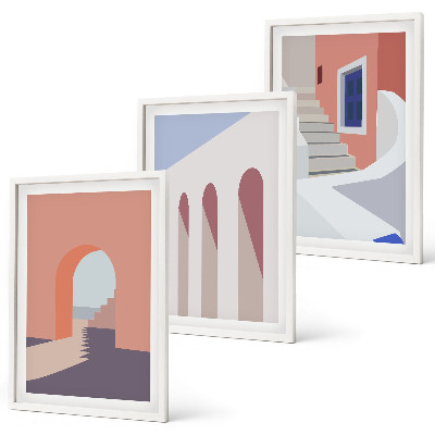 Set di quadri incorniciati Illustrazioni architettoniche minimaliste