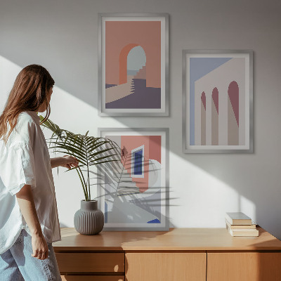 Set di quadri incorniciati Illustrazioni architettoniche minimaliste