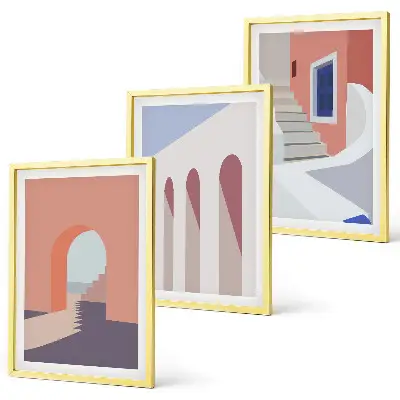 Set di quadri incorniciati con illustrazioni architettoniche minimaliste