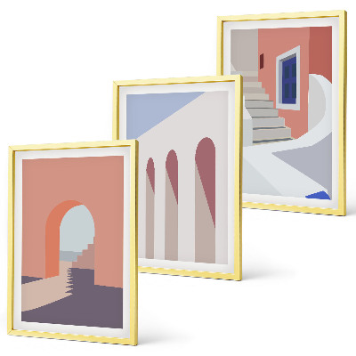Set di quadri incorniciati Illustrazioni architettoniche minimaliste