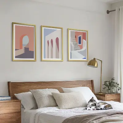 Set di quadri incorniciati con illustrazioni architettoniche minimaliste