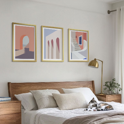 Set di quadri incorniciati Illustrazioni architettoniche minimaliste
