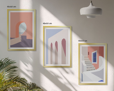 Set di quadri incorniciati Illustrazioni architettoniche minimaliste