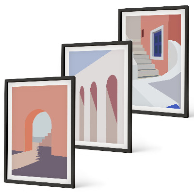 Set di quadri incorniciati Illustrazioni architettoniche minimaliste