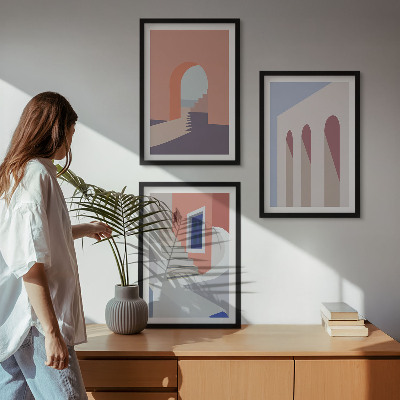 Set di quadri incorniciati Illustrazioni architettoniche minimaliste