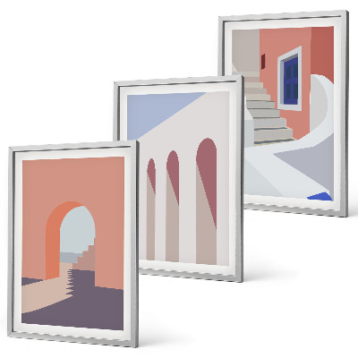 Set di quadri incorniciati Illustrazioni architettoniche minimaliste