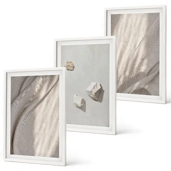 Set di 3 quadri con primi piani di strutture in stile boho