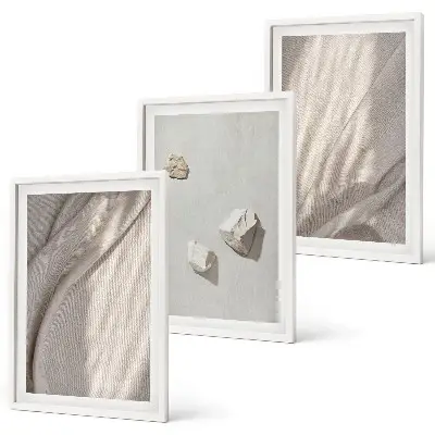 Set di 3 quadri con primi piani di strutture in stile boho