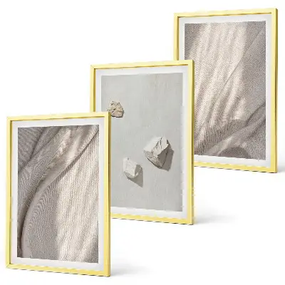 Set di 3 quadri con primi piani di strutture in stile boho
