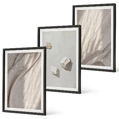 Set di 3 quadri con primi piani di strutture in stile boho