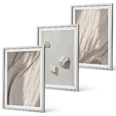 Set di 3 quadri con primi piani di strutture in stile boho