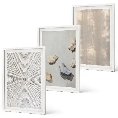 Composizione di quadri con strutture e texture naturali in stile boho