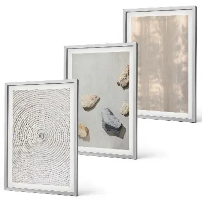Composizione di quadri con strutture e texture naturali in stile boho