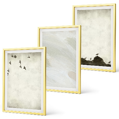 Set di 3 quadri Uccelli rocce pennellate decorazioni