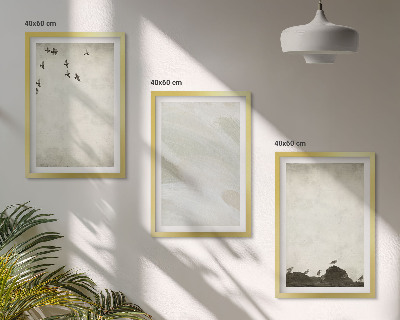 Set di 3 quadri Uccelli rocce pennellate decorazioni