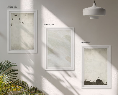 Set di 3 quadri Uccelli rocce pennellate decorazioni