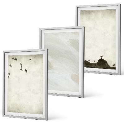 Set di 3 quadri Uccelli rocce pennellate decorazioni