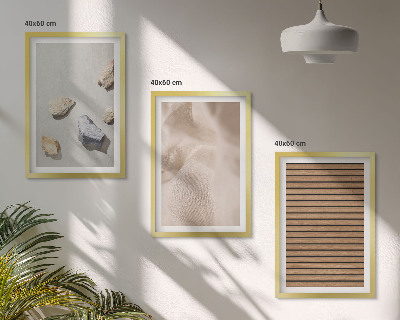 Set di 3 quadri Trame di pietre, legno e tessuti
