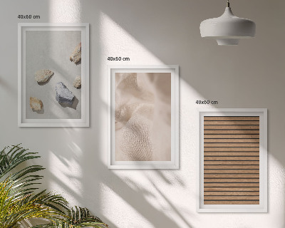 Set di 3 quadri Trame di pietre, legno e tessuti