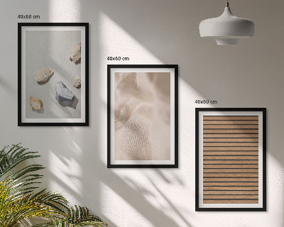 Set di 3 quadri Trame di pietre, legno e tessuti