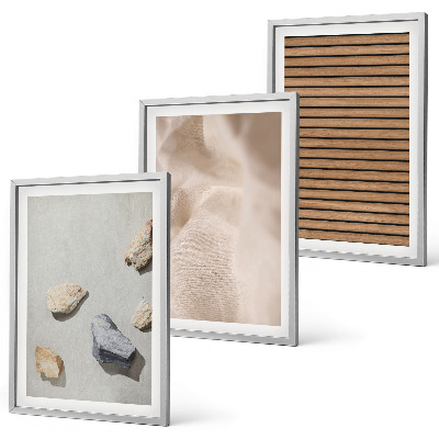 Set di 3 quadri Trame di pietre, legno e tessuti