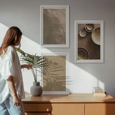 Set di 3 quadri con motivi di strutture minimaliste in pietra