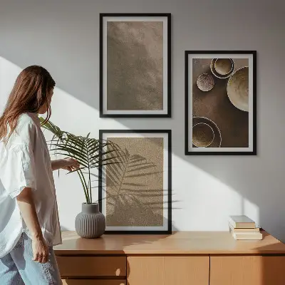 Set di 3 quadri con motivi di strutture minimaliste in pietra