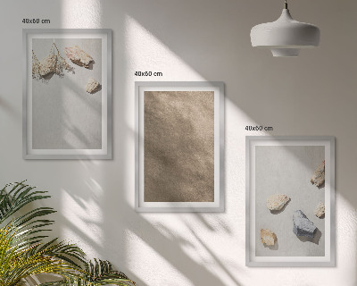 Set di 3 quadri Strutture naturali sulla spiaggia di sassi