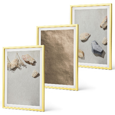 Set di 3 quadri Strutture naturali sulla spiaggia di sassi