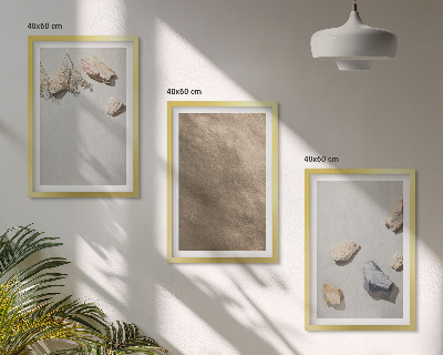 Set di 3 quadri Strutture naturali sulla spiaggia di sassi