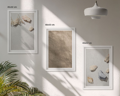 Set di 3 quadri Strutture naturali sulla spiaggia di sassi