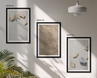 Set di 3 quadri Strutture naturali sulla spiaggia di sassi