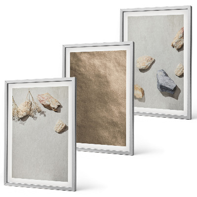 Set di 3 quadri Strutture naturali sulla spiaggia di sassi