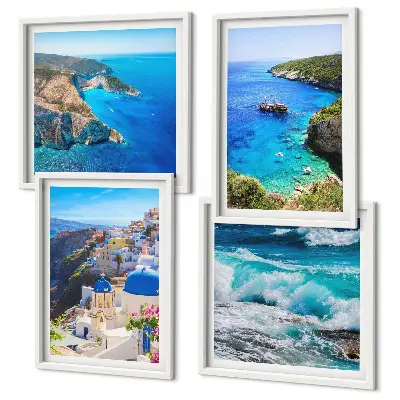 Galleria a parete con vedute greche di Santorini Oia